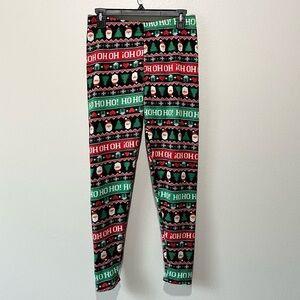 NO BOUNDERIES- Festive Christmas Santa Printed Leggings Size L